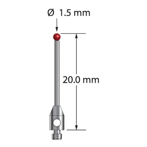Q-Mark TM2-1520 M2 1,5 мм, рубиновый наконечник, цилиндрический стилус, L 20,0 мм, EWL 15 мм