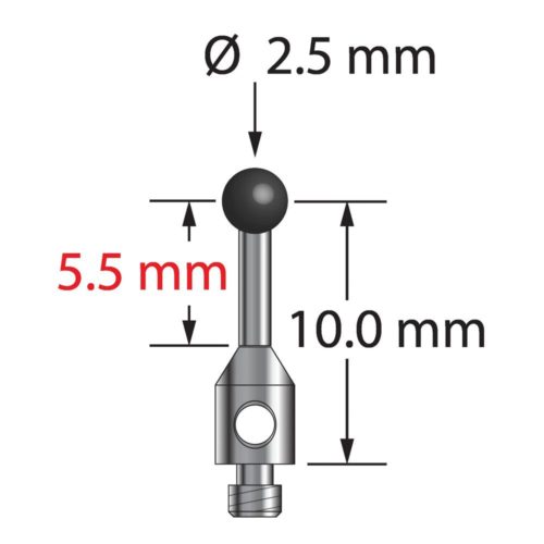 Q-Mark TM2-2511-25-S-SN M2 2,5 мм с наконечником из нитрида кремния, прямой стилус, L 11,25 мм, EWL 6,75 мм