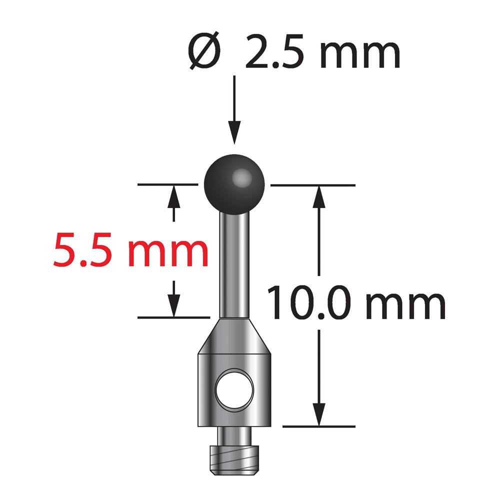 Q-Mark TM2-2511-25-S-SN M2 2,5 мм с наконечником из нитрида кремния, прямой стилус, L 11,25 мм, EWL 6,75 мм