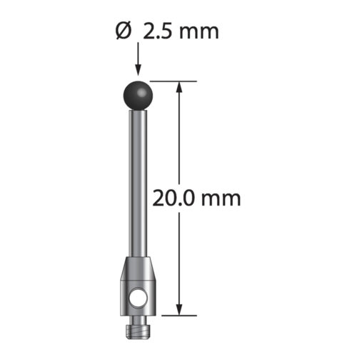 Q-Mark TM2-2520-SN M2 2,5 мм с наконечником из нитрида кремния, цилиндрический стилус, L 20,0 мм, EWL 15 мм