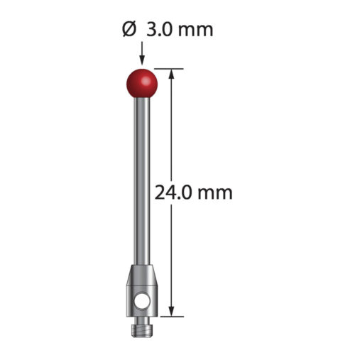 Q-Mark TM2-3024 M2 3 мм, рубиновый наконечник, цилиндрический стилус, L 24,0 мм, EWL 19 мм