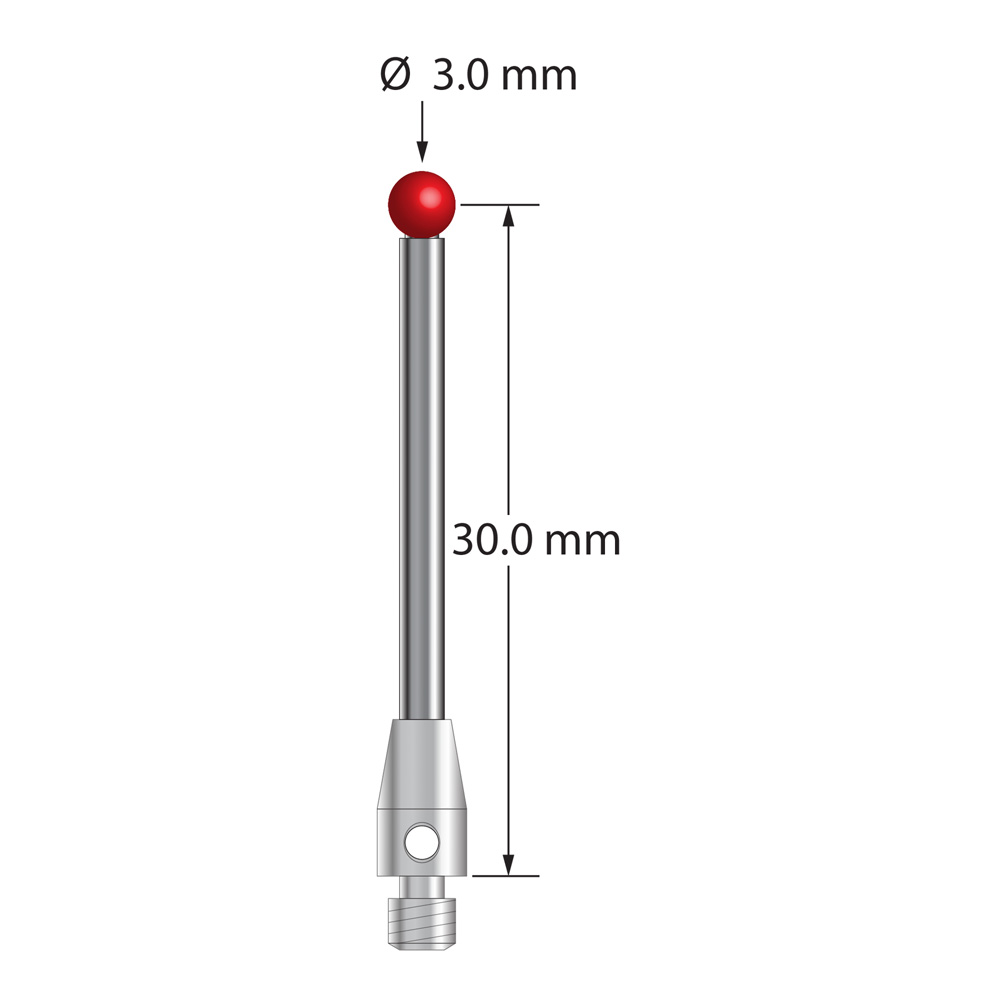 Q-Mark TM2-3031-5-DS2 M2 3 мм, рубиновый наконечник, прямой стилус, L 31,5 мм, EWL 24,5 мм