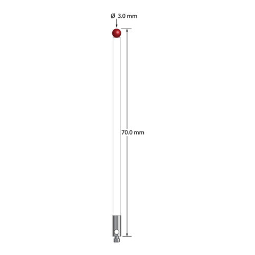 Q-Mark TM2-3070-C M2 3 мм, рубиновый наконечник, цилиндрический стилус, L 70,0 мм, EWL 63 мм