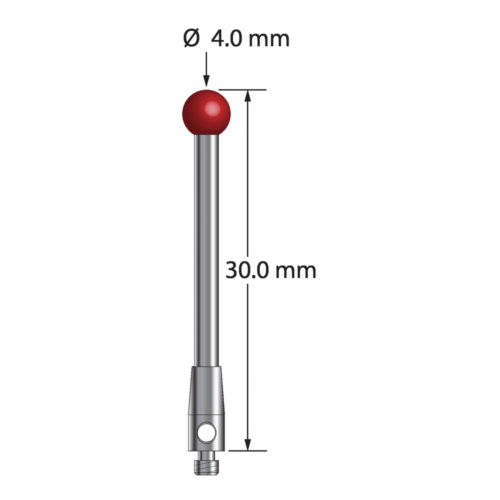 Q-Mark TM2-4030 M2 4 мм, рубиновый наконечник, цилиндрический стилус, L 30,0 мм, EWL 23 мм