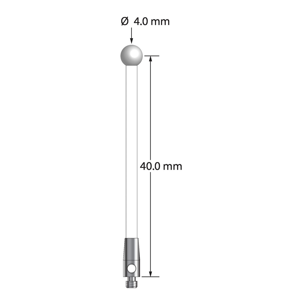 Q-Mark TM2-4042-CZ M2 4 мм, наконечник из диоксида циркония, цилиндрический стилус, L 42,0 мм, EWL 35 мм