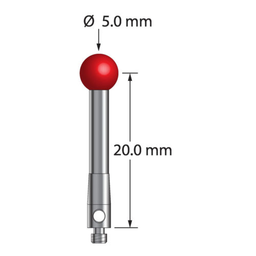 Q-Mark TM2-5022-5 M2 5 мм с рубиновым наконечником, прямой стилус, L 22,5 мм, EWL 16,5 мм