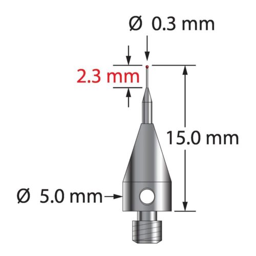 Q-Mark TM3-0315-TX M3 XXT 0,3 мм Рубиновый наконечник, цилиндрический стилус, L 15,0 мм, EWL 6 мм