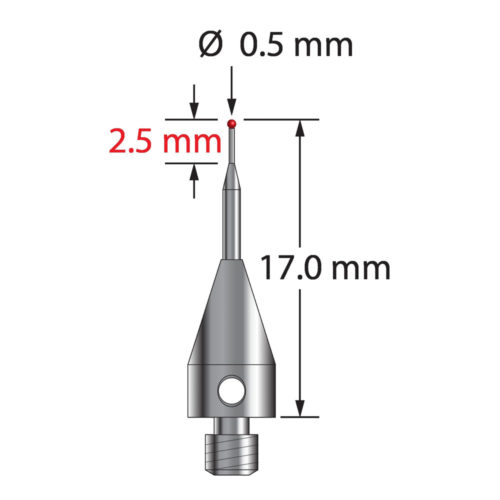Q-Mark TM3-0517-TX M3 XXT 0,5 мм, рубиновый наконечник, цилиндрический стилус, L 17,0 мм, EWL 8 мм