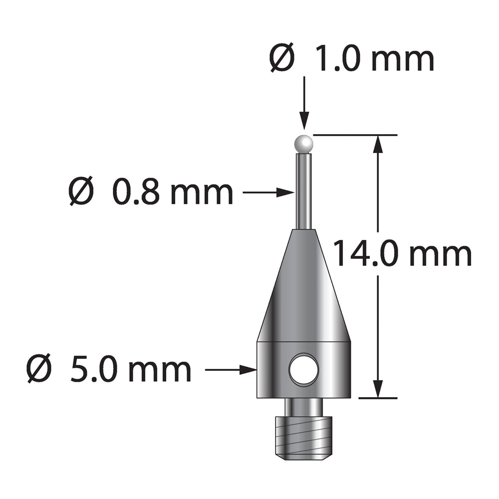 Q-Mark TM3-1014-TX-8-Z M3 XXT 1 мм, наконечник из циркония, цилиндрический стилус, L 14,0 мм, EWL 5 мм