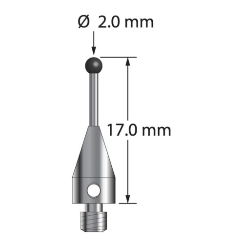 Q-Mark TM3-2017-TX-SN M3 XXT 2 мм, наконечник из нитрида кремния, цилиндрический стилус, L 17,0 мм, EWL 8 мм