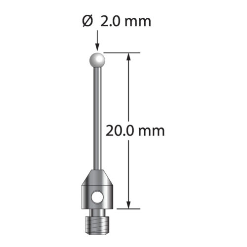 Q-Mark TM3-2020-Z M3 XXT 2 мм, наконечник из диоксида циркония, цилиндрический стилус, L 20,0 мм, EWL 15 мм