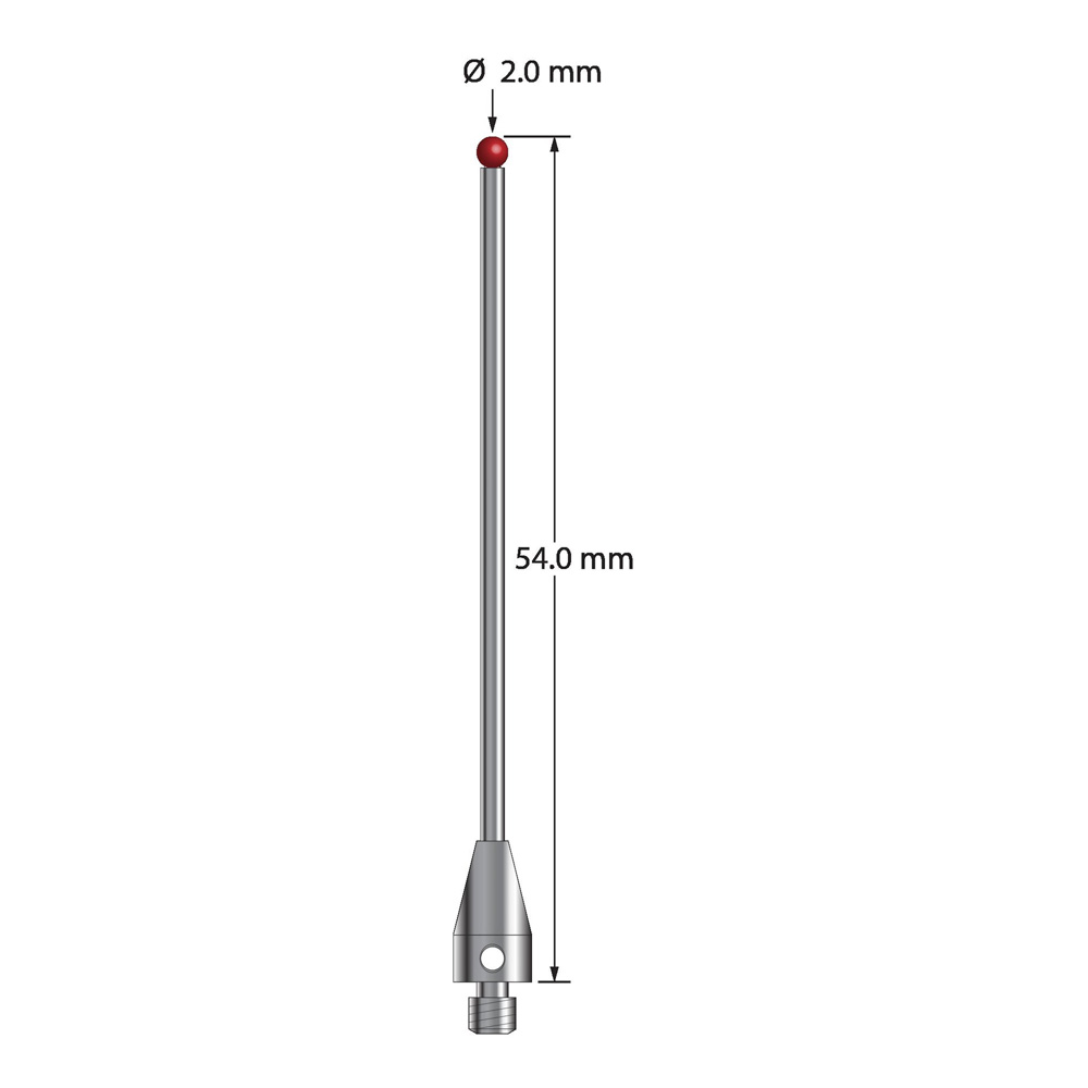 Q-Mark TM3-2054-TX M3 XXT 2 мм, рубиновый наконечник, цилиндрический стилус, L 54,0 мм, EWL 45 мм