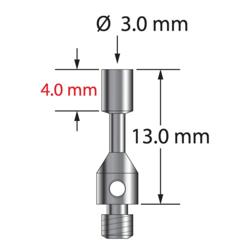 Q-Mark TM3-3013-CYL M3 3 мм со стальным наконечником, игла со сферическим концом, L 13,0 мм, EWL 4 мм