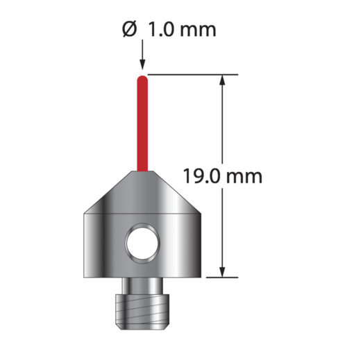 Q-Mark TM5-1019-B M5 1 мм, рубиновый наконечник, стилус со сферическим концом, L 19,0 мм, EWL 9 мм