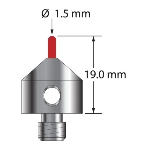 Q-Mark TM5-1514-B M5 1,5 мм Рубиновый наконечник, стилус со сферическим концом, L 14,0 мм, EWL 4 мм