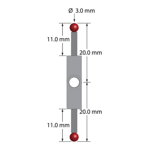 Q-Mark XXT-3020-180 M3 XXT 3 мм Рубиновый наконечник, Star Stylus, L 11,0 мм, EWL 2 мм