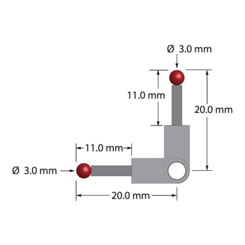 Стилус Q-Mark XXT-3020-90 XXT, 90 градусов. Центральный фитинг из титана, сквозное отверстие 3,5 мм