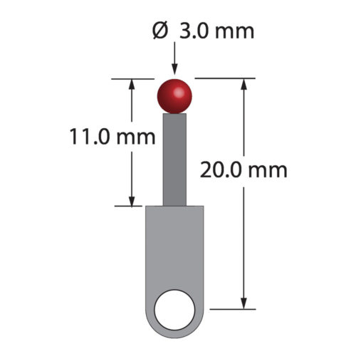 Q-Mark XXT-3020-L M3 XXT 3 мм Рубиновый наконечник, Star Stylus, L 11,0 мм, EWL 2 мм