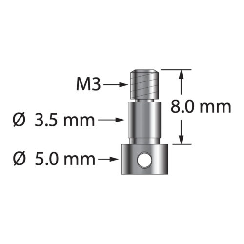 Зажимной винт Q-Mark XXT-CS M3 из титана. Используется для сборки кубов или шарнирных соединений с адаптерными пластинами.
