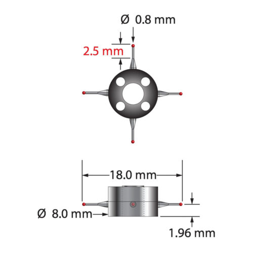 Q-Mark XXT-STR-0818 M3 XXT 0,8 мм Рубиновый наконечник, Star Stylus, L 5,0 мм, EWL 2,5 мм