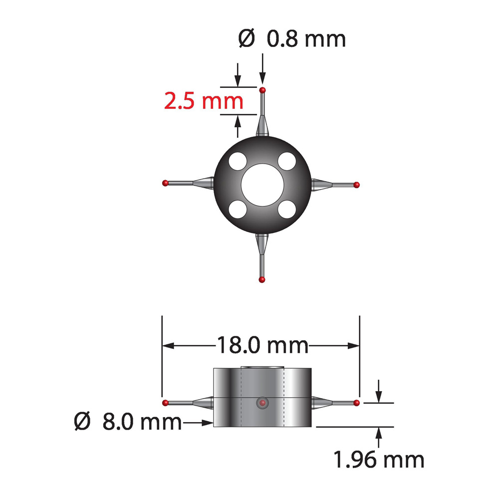 Q-Mark XXT-STR-0818 M3 XXT 0,8 мм Рубиновый наконечник, Star Stylus, L 5,0 мм, EWL 2,5 мм