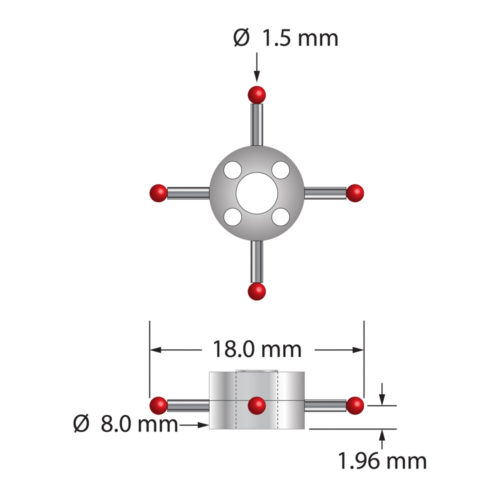 Q-Mark XXT-STR-1518 M3 XXT 1,5 мм Рубиновый наконечник, Star Stylus, L 5,0 мм, EWL 1 мм