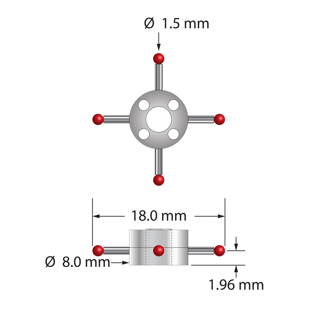 Q-Mark XXT-STR-1518 M3 XXT 1,5 мм Рубиновый наконечник, Star Stylus, L 5,0 мм, EWL 1 мм