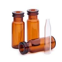 5188-6594- Флакон с защелкивающейся крышкой, с фиксированной вставкой, янтарный, объем вставки 300 мкл, 100 шт./уп. Размер флакона: 12 х 32 мм (крышка 11 мм).