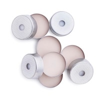 8010-0424- Крышки/септы, обжимные, свободное свободное пространство, 20 мм, маленькое отверстие диаметром 5 мм, для флаконов емкостью 10 или 20 мл, перегородки из ПТФЭ/силикона, 100 шт./уп. Размер крышки: 20 мм