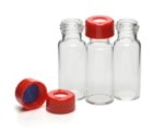 8010-0425- Комплект флаконов с завинчивающейся крышкой, 2 мл, прозрачная красная крышка, с прорезями из ПТФЭ/силиконовой перегородки, 100 шт./уп. Размер флакона: 12 х 32 мм (крышка 12 мм).