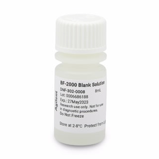 DNF-302-0008 RUO- BF-2000 Blank Solution, 8mL. For wells in which sample is not present, necessary for correct capillary alignment. For use with the Fragment Analyzer systems and the DNF-473, and DNF-492 kits.