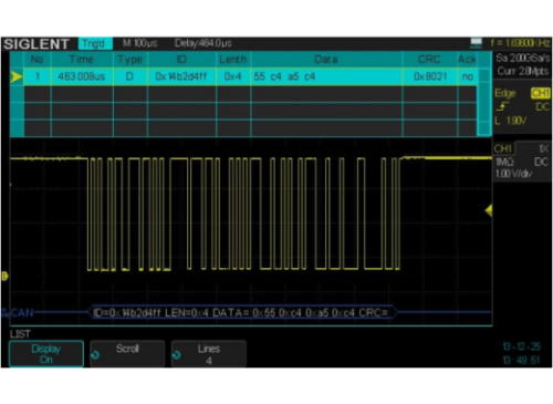 Опция Siglent SDS2000X: постоянное декодирование