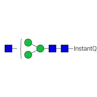AdvanceBio InstantQ G0-N / A1 N-glycan standard (formerly ProZyme). N-glycan (asialo-, agalacto-, biantennary complex N-glycan -1 N-acetylglucosamine) labeled with InstantQ for use as a qualitative standard with the Gly-Q glycan analysis system. Alternative glycan name: G0-GlcNAc, G0-GN, NGA2-N.