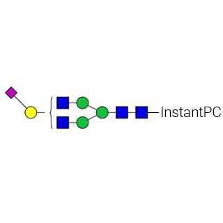 GKPC-319- AdvanceBio InstantPC G1S1 α(2,6)/A2G1S(6)1 Стандарт N-гликана (ранее ProZyme). N-гликан (моно-α(2,6)-сиалилированный, моногалактозилированный биантенный комплекс), меченный InstantPC, для использования в качестве качественного стандарта в таких приложениях, как жидкостная хроматография (ЖХ). Альтернативные названия гликанов: G1S1, A2G(4)1S(6)1.