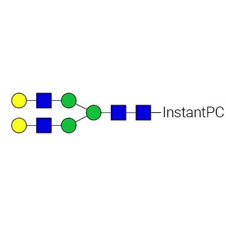 GKPC-304- AdvanceBio InstantPC G2 / A2G2 N-glycan standard (formerly ProZyme). N-glycan (asialo-, galactosylated biantennary complex N-glycan) labeled with InstantPC, for use as a qualitative standard in applications such as liquid chromatography (LC) and mass spectrometry (MS). Alternative glycan names: G2, A2G2, A2G(4)2, NA2.