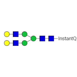 N-гликан AdvanceBio InstantQ G2/A2G2 (асиало-, галактозилированный биантенный комплекс N-гликан) (ранее ProZyme). N-гликан, меченный InstantQ, для использования с системой анализа гликанов Gly-Q. Альтернативные названия гликанов: G2, G2-F, A2G2, A2G(4)2, NA2.