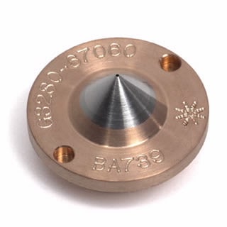 G3280-67060- 7700, 7800, 7850 and 8800 with x-lens ICP-MS skimmer cone, Platinum-tip with copper base. Optional cone used with x-lens for aggressive acid digests. Use with Platinum sampler cone (std G3280-67036) and brass skimmer base (G3280-60621).