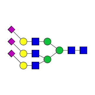 GKC-335300- AdvanceBio G3S3 α(2,6)/A3G3S(6)3 стандарт N-гликанов (ранее ProZyme). N-гликан (трисиалилированный, галактозилированный триантеннарный комплекс). Качественный стандарт для идентификации гликанов. Альтернативные названия гликанов: G3S3, A3G(4)3S(6)3, A3.
