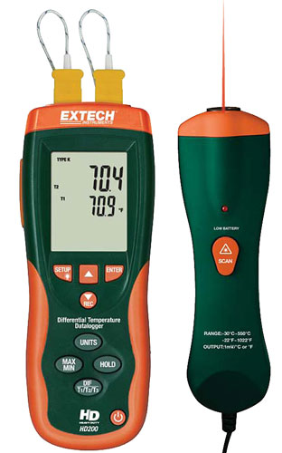 Extech HD200 Регистратор данных дифференциального термометра и ИК-термометр