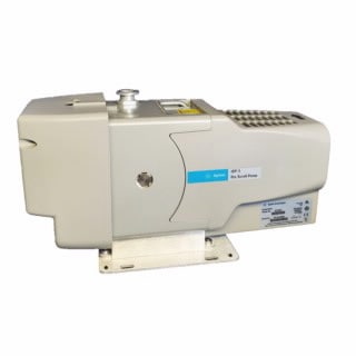 X3803-64301- IDP-3 dry scroll vacuum pump with aluminum exhaust manifold, 115V motor. The standard plastic exhaust manifold is replaced by the aluminum exhaust manifold, NW16 exhaust fitting and full submersion leak test.