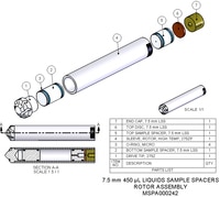 MSPA000242- Rotor Assembly, 7.5 mm, 450 µL, liquids, Includes rotor sleeve, drive tip, front and rear spacers and cap.