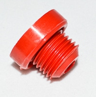 0100-2451- Fill plug, 1/4 in, slotted, plastic, red, for gas chromatography/mass spectrometry foreline pumps, used with series 5975, systems 5975A, 5975B and 5975C