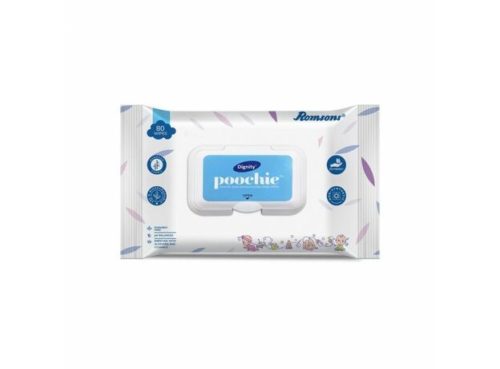 100% биоразлагаемые детские салфетки Dignity Poochie, 150x200 мм, 80 салфеток в упаковке