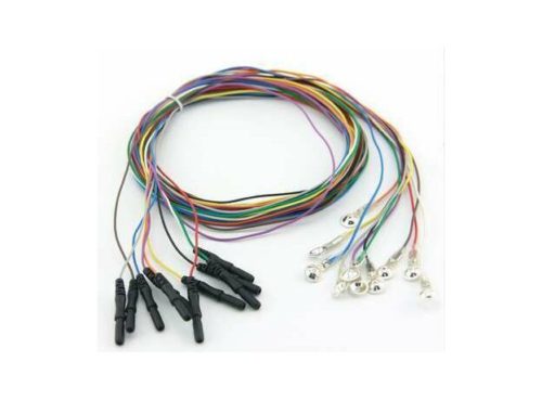 Выводы ЭЭГ 24-выводной тип DIN/PIN, комплект из 24 проводов, фирменное качество DIN 1,5 мм, цветной кабель ЭЭГ, посеребренный колпачковый электрод