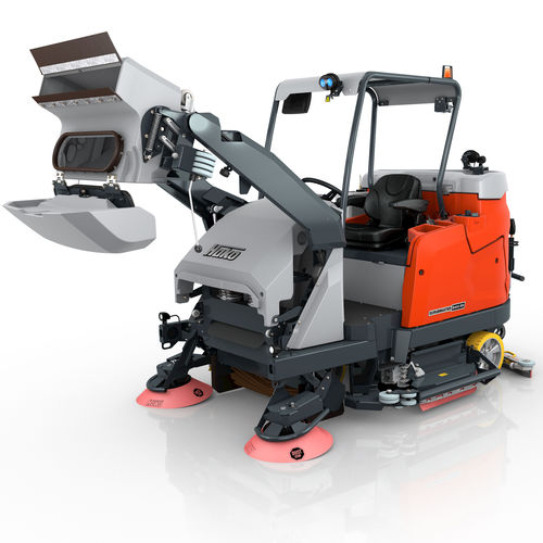 Ride-on sweeper-scrubber-dryer Scrubmaster B400 RHbattery-poweredhydraulic hopper emptying