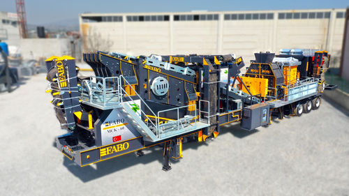 Щековая дробильно-сортировочная установка МСК-60 для твердого камнямобильнаяпервичнаятретичная