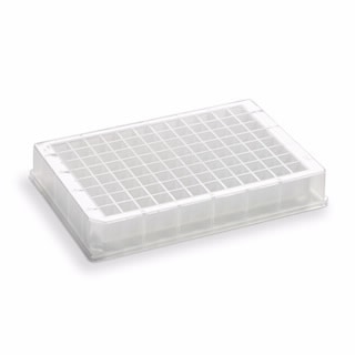 201242-100- Storage/reaction microplate, 96-well, polypropylene, 0.7 mL/square well, flat bottoms, 19 mm height, 50/pk. Suggested seal/lid 201158-100, 201160-100
