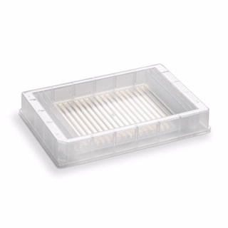 201278-100- Резервуар, уникальный, 5-местный, полипропилен, 4 контрольные лунки по 3,25 мл каждая, основные лунки 86,3 мл, 24 пирамидальные формы основания, высота 19 мм, 25 шт./уп.