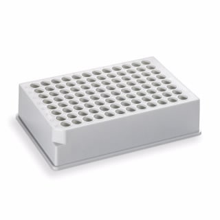 204392-100- Микропланшет для хранения/реакции, 96-луночный, полипропилен, 1 мл/круглая лунка, круглое дно, высота 32 мм, белый, 25 шт/уп