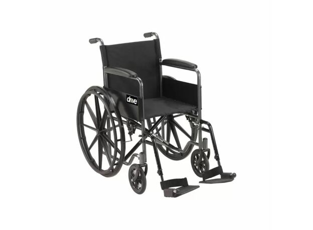 Инвалидная коляска Drive Devilbiss Normal, черная, с фиксированными подлокотниками и откидными подножками
